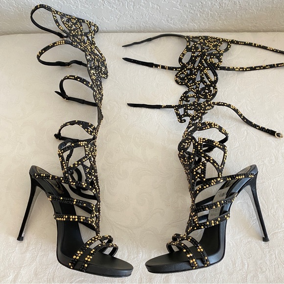 Rene Caovilla Scrolling Crystal Gladiator Sandals - Picture 13 of 16